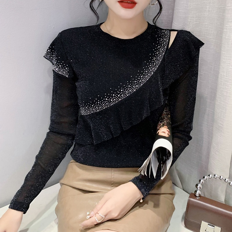 여성댄스복 라인 방송 가을 왈츠 줌바 상의탑 공연복 볼레로 댄스옷 라틴 댄스상의 긴팔 - 상세 이미지 2