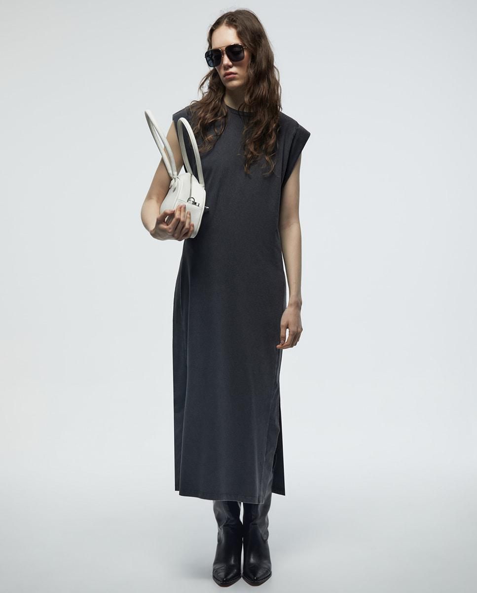 스페라 미니멀 워싱 미디 원피스 코튼 58462106129 GRIS OSCURO - 상세 이미지 2