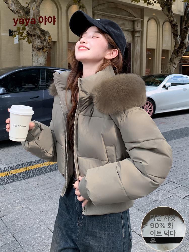 여성 겨울 숏 패딩 점퍼  블랙 S 45~52.5kg - 상세 이미지 3