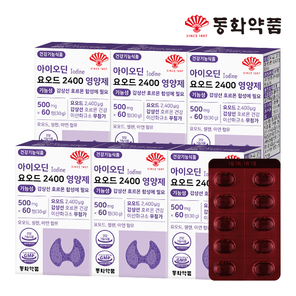 동화약품 아이오딘 요오드 2400 영양제 기능성 갑상선 호르몬 합성에 필요 6박스 (360정) - 메인 이미지
