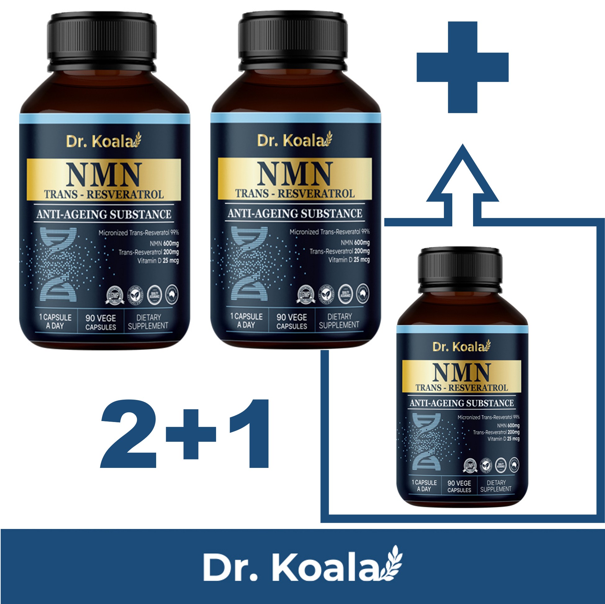 2+1호주 닥터 코알라 NMN 600mg 270캡슐(9개월분) 엔엠엔 레스베라트롤 - 상품 이미지