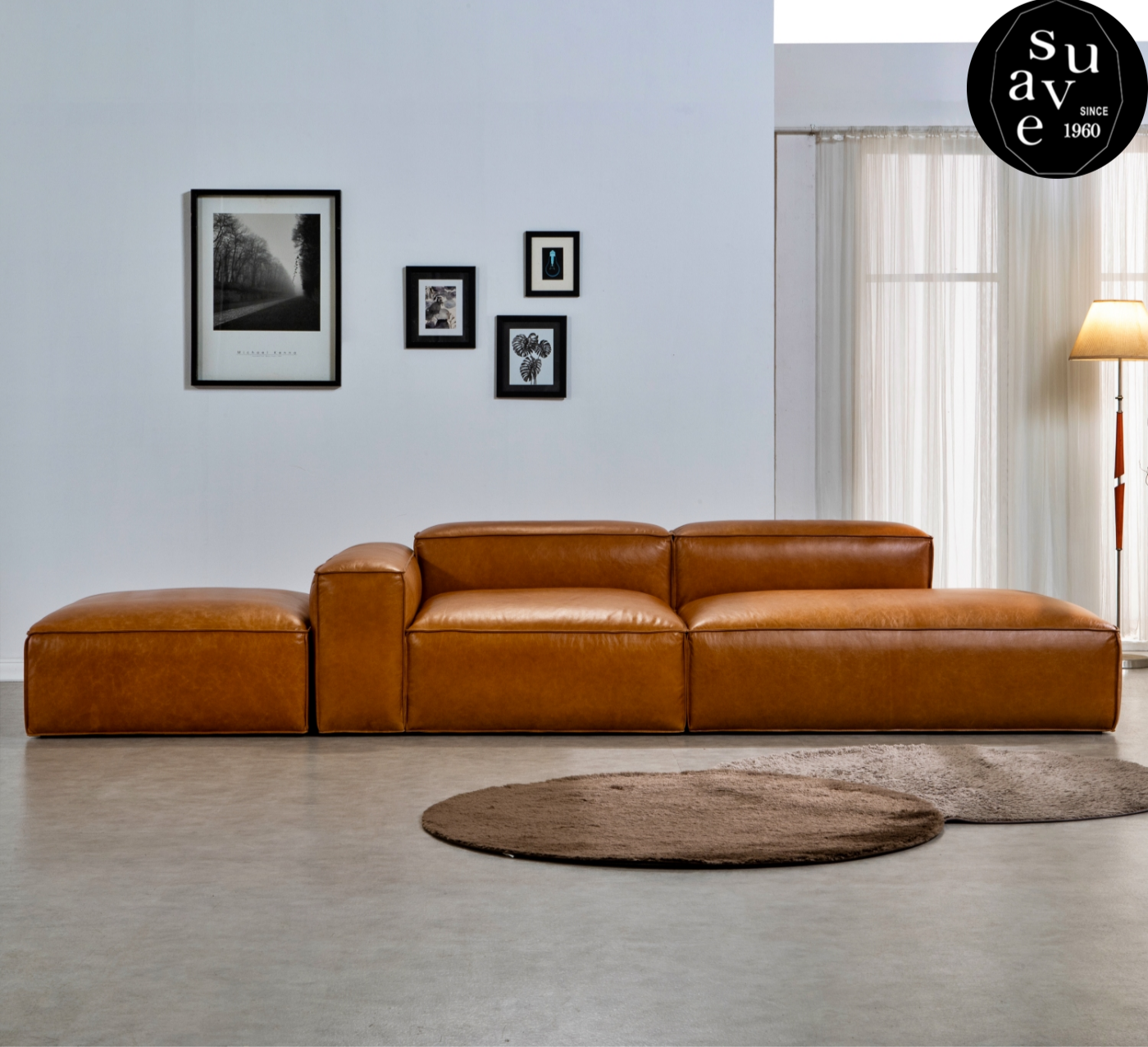 수아브 SE 04 모던 천연 면피 가죽 소파 구스 통가죽 소파