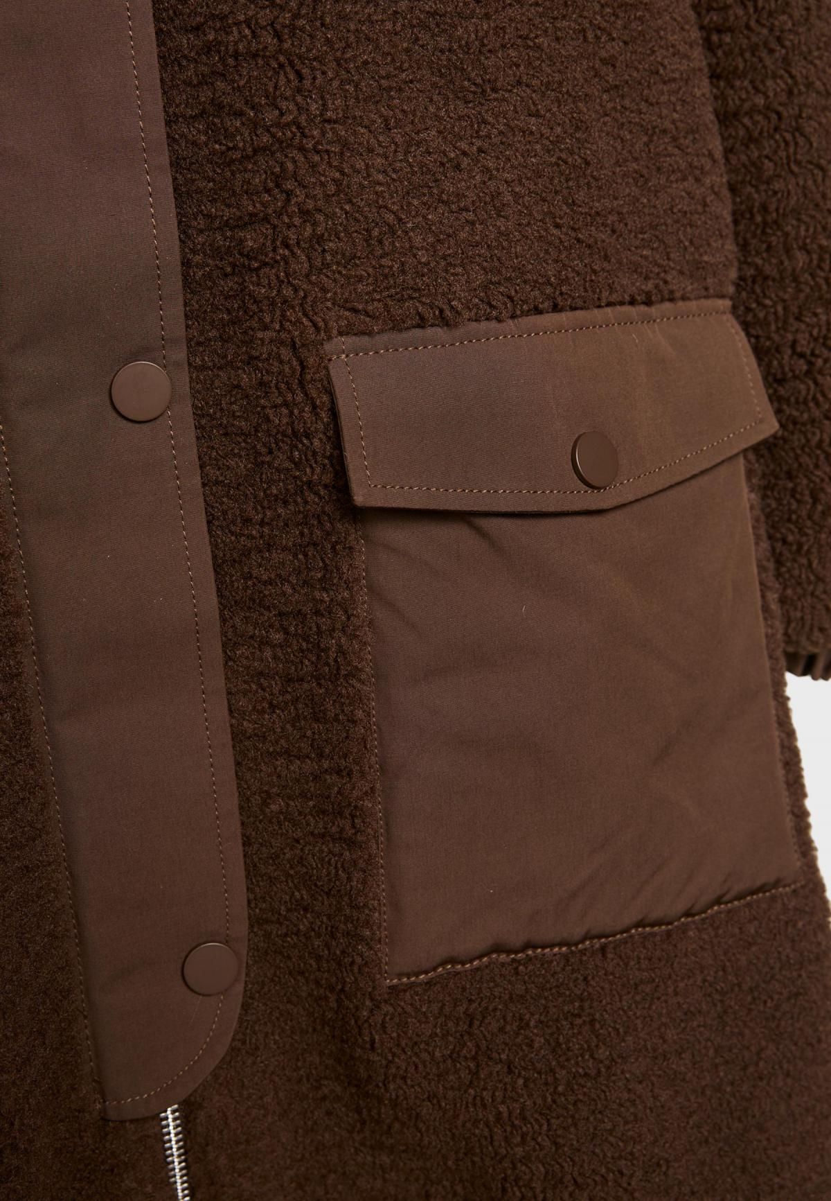 스트라디바리우스 테크니컬 퍼안감 롱 코트 8605/838 BROWN - 상세 이미지 3