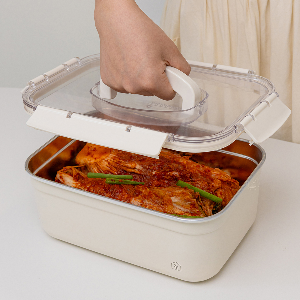 살림공간 스텐 김치통 반찬 3.6L 밀폐용기 - 상품 이미지