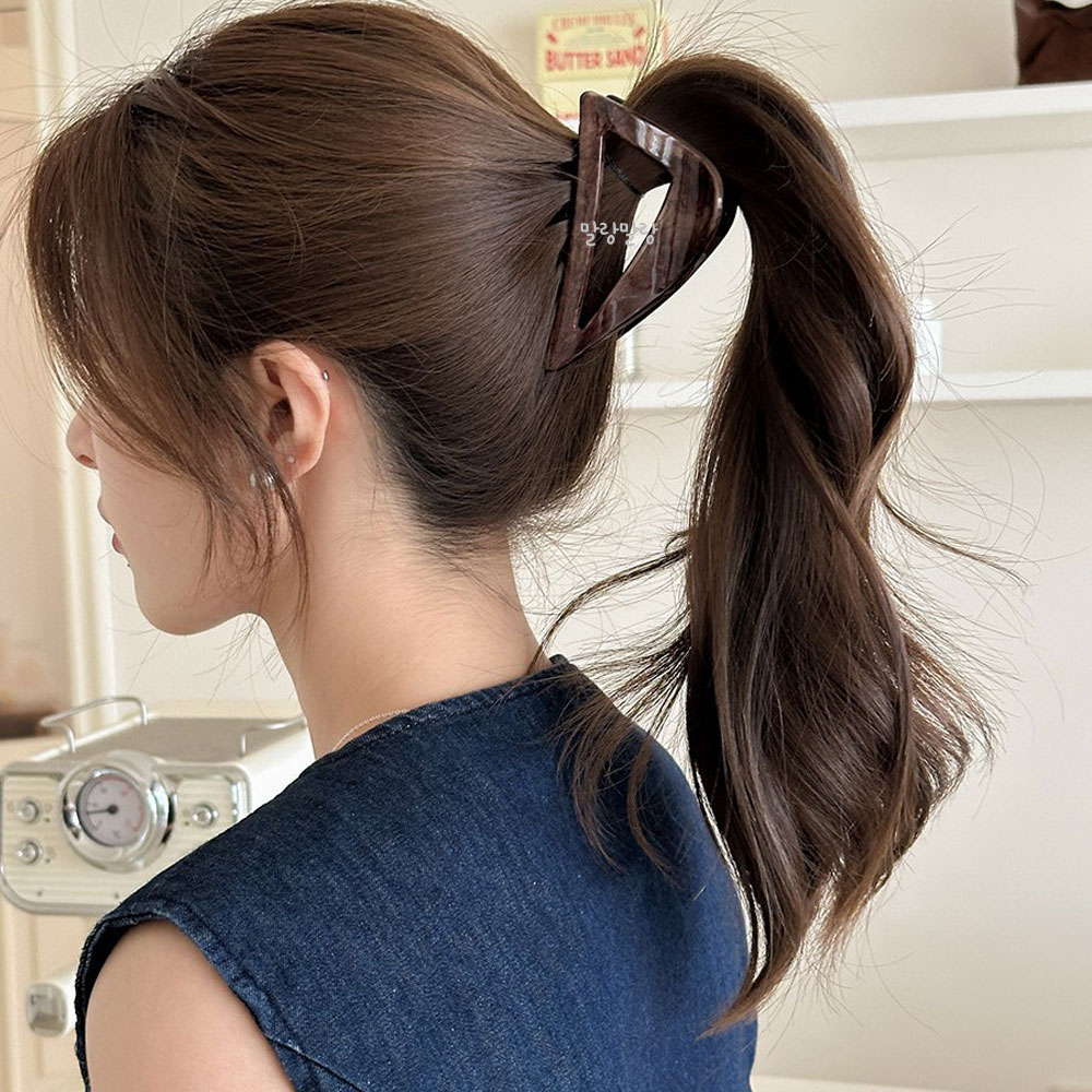 분위기있는 마블 브라운 헤어핀 가벼운 올림머리집게핀 - 상세 이미지 3