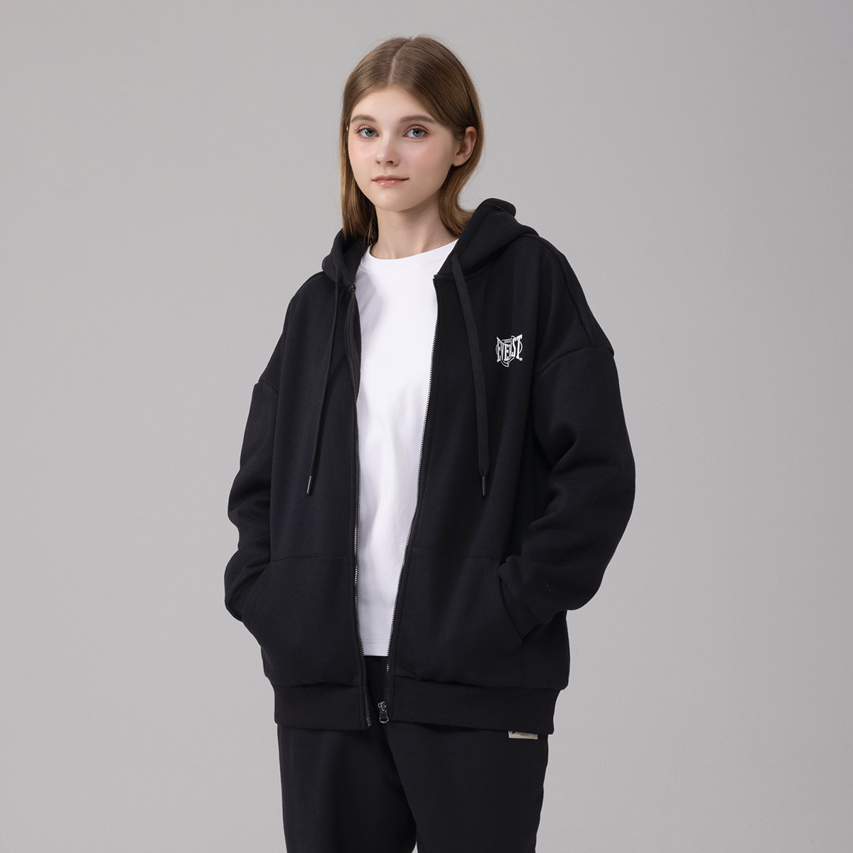 에버라스트 여성 기모 트레이닝복 세트 후드집업+일자팬츠 이미지 3