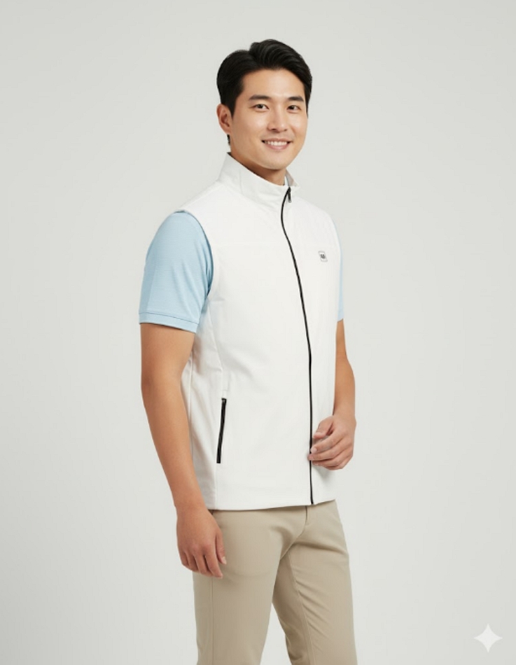 헤지스골프 봄 여름 베스트 솔리드 오피스 필드룩 골프웨어 골프 조끼 - 상세 이미지 4