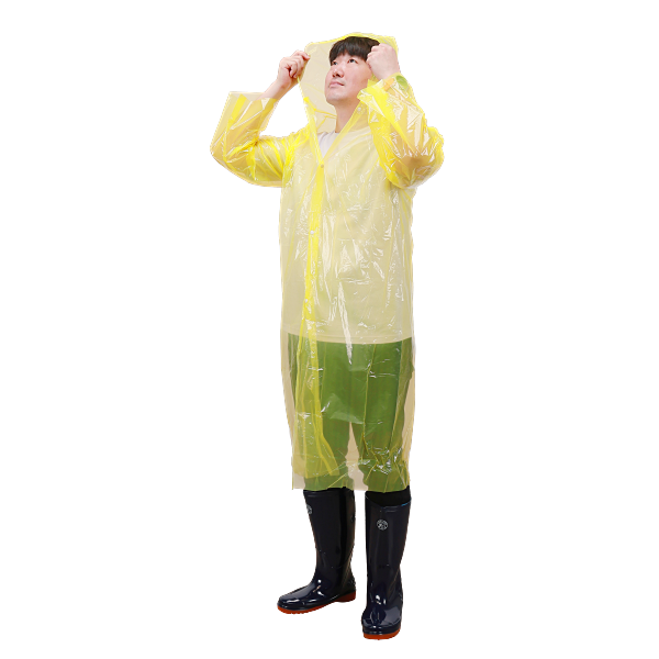 비츠온 일회용 코트형우의 롱타입 방수우비 프리사이즈 황색, FREE(One size) - 상세 이미지 2