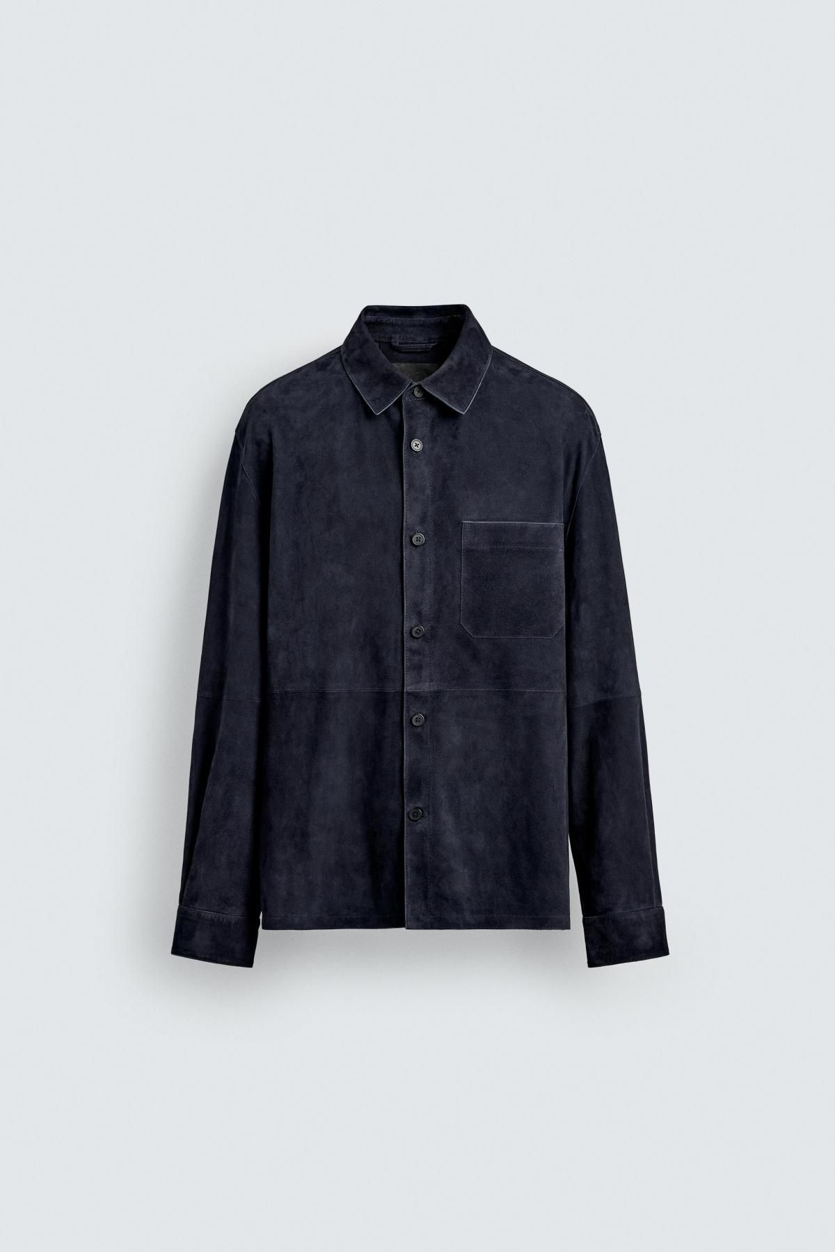 자라 스웨이드 레더 오버핏 오버셔츠 4416/310 NAVY BLUE - 메인 이미지