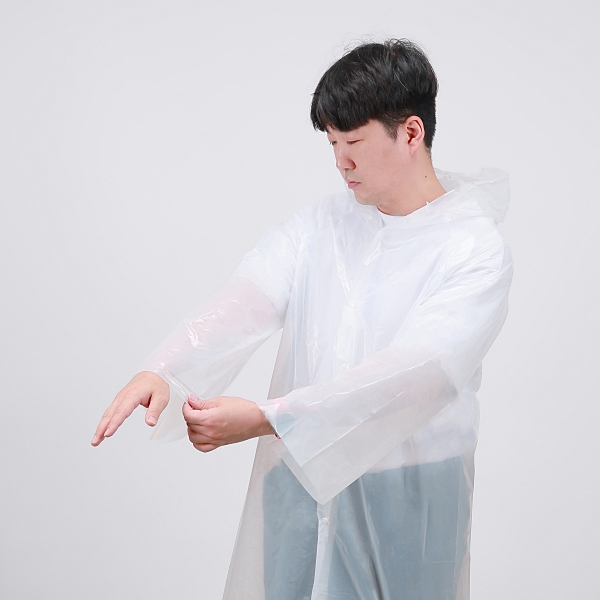 비츠온 일회용 코트형우의 롱타입 방수우비 프리사이즈 백색, FREE(One size) 이미지 8