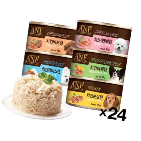 애완동물용품 anf 캔(독) 애견간식 닭고기순살 영양 통조림 95g X24