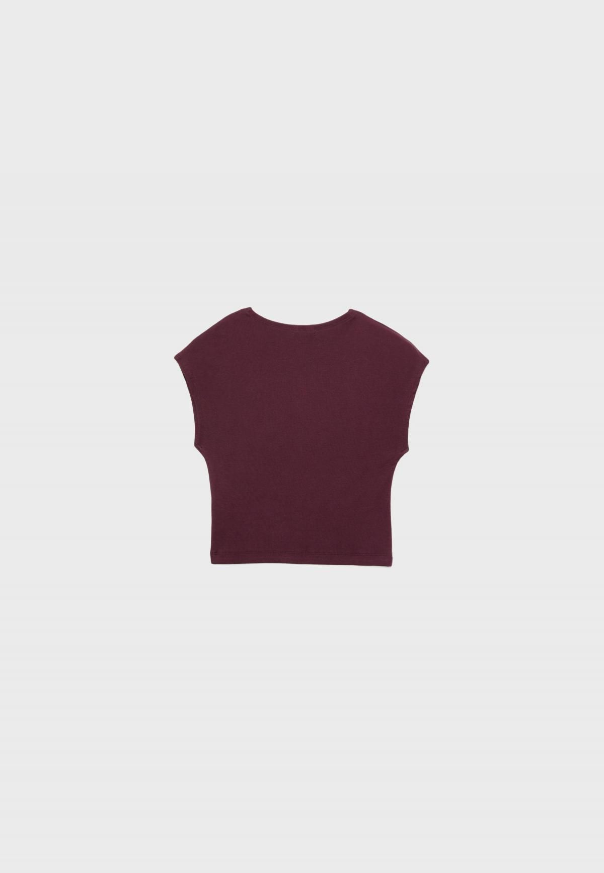 스트라디바리우스 베이직 크롭 라운드넥 캡슬리브 티셔츠 6505/569 AUBERGINE - 상세 이미지 2