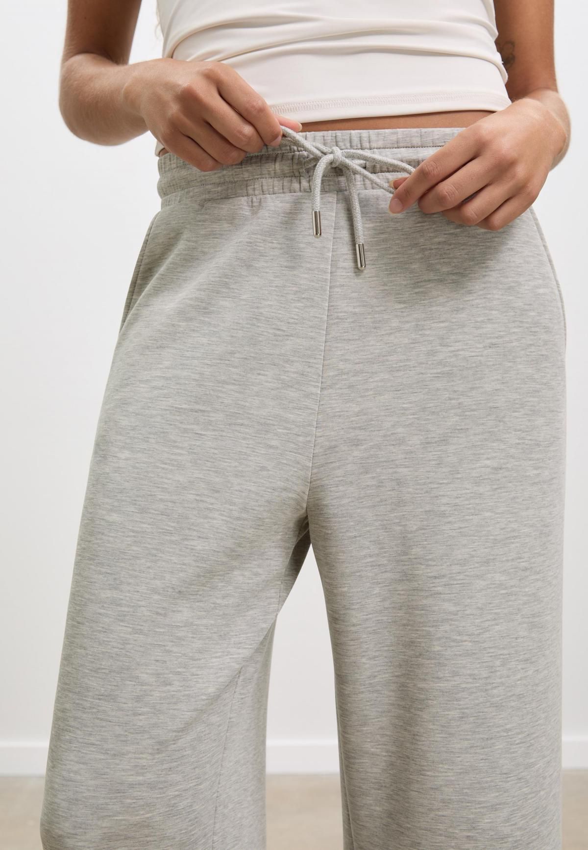 스트라디바리우스 소프트 모달 와이드 밴딩 팬츠 7763/371 GREY MELANGE - 상세 이미지 5