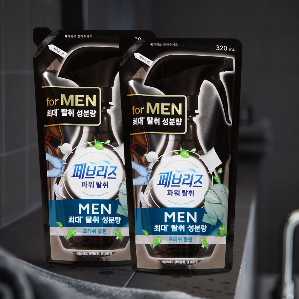 페브리즈 리필 포맨 프레쉬클린 향 섬유탈취제 320ml 2개 강력탈취 섬유향수 - 메인 이미지