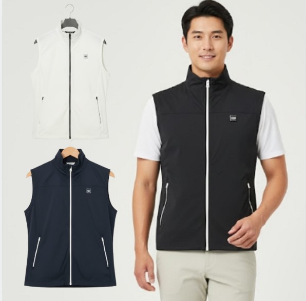 헤지스골프 봄 여름 베스트 솔리드 오피스 필드룩 골프웨어 골프 조끼 - 상품 이미지