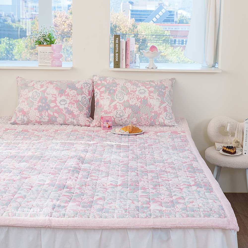 나라데코 플라워 착번 극세사패드 따뜻한 겨울 침대 패드 SS