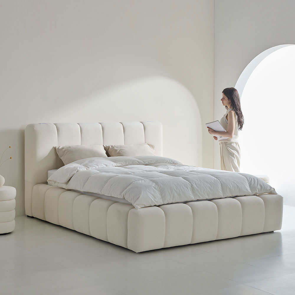 타이보텍스 슬라이딩 평상형 패브릭 호텔 자동 리프트 수납 침대 프레임 퀸 킹 겸용 580