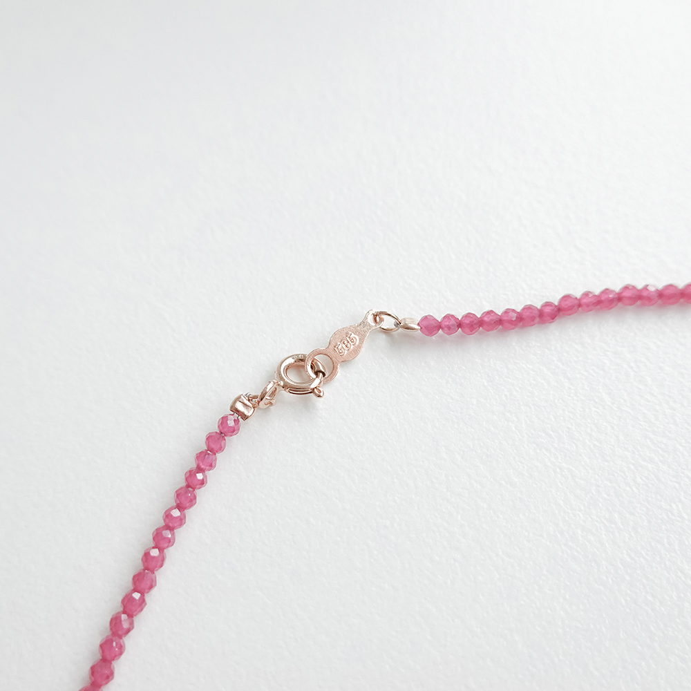 14k 2mm 루비 비즈 목걸이 OPPN0360 - 상세 이미지 4