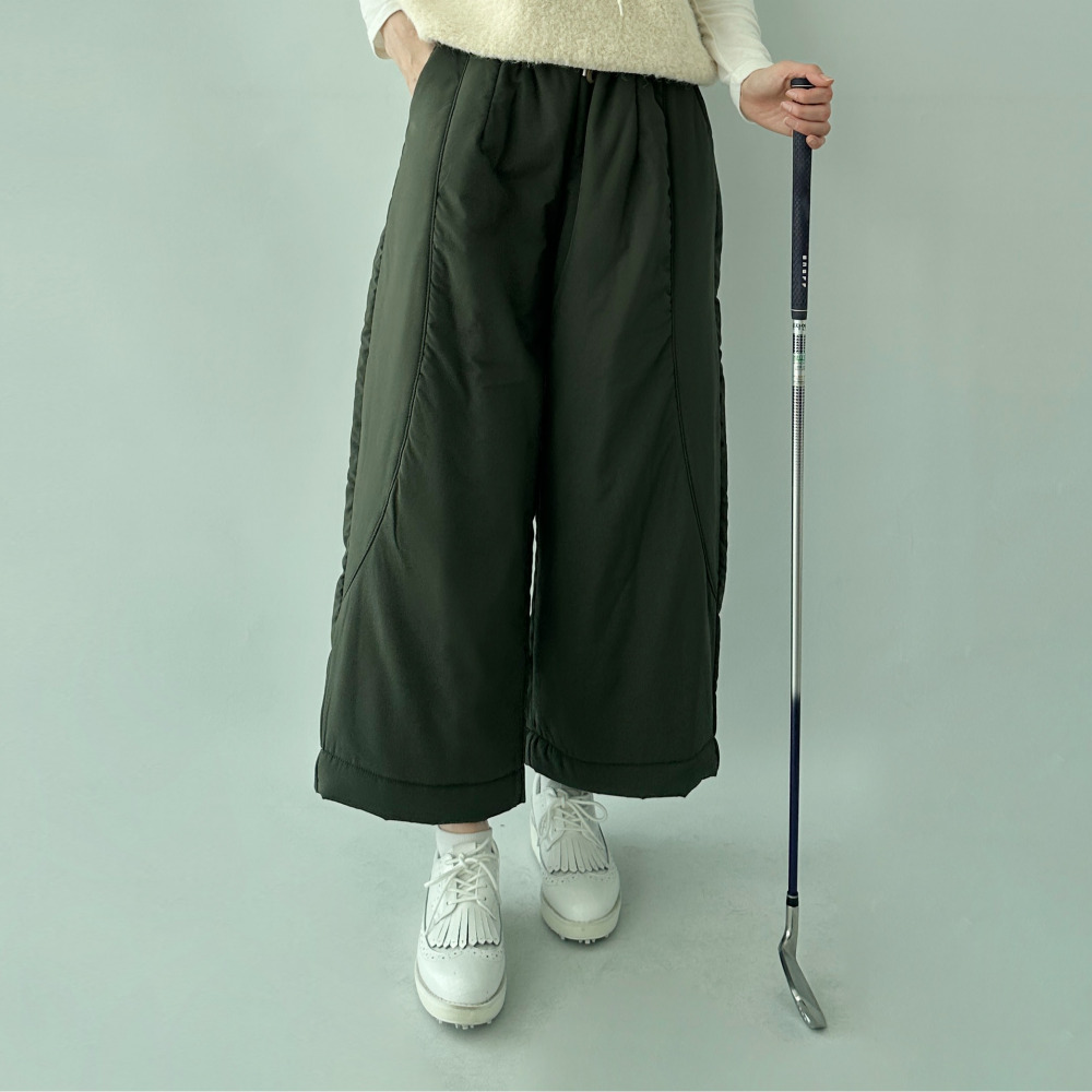 여성골프패딩바지 겨울골프바지 빅사이즈골프웨어 와이드 기모 누빔 - 메인 이미지