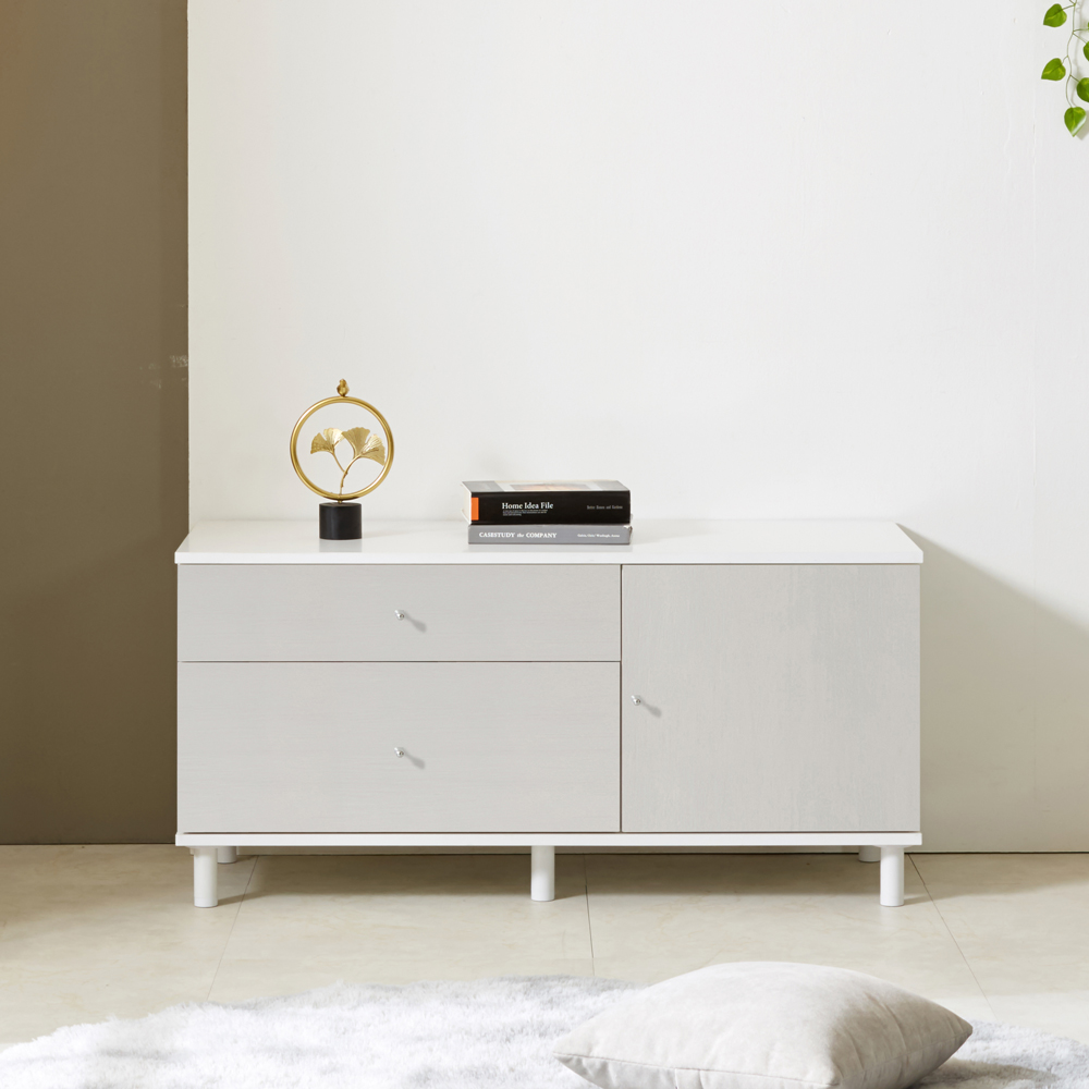 가구의서 서랍 콤비 거실장 (우측도어형) 1000x400x485mm, 그레이