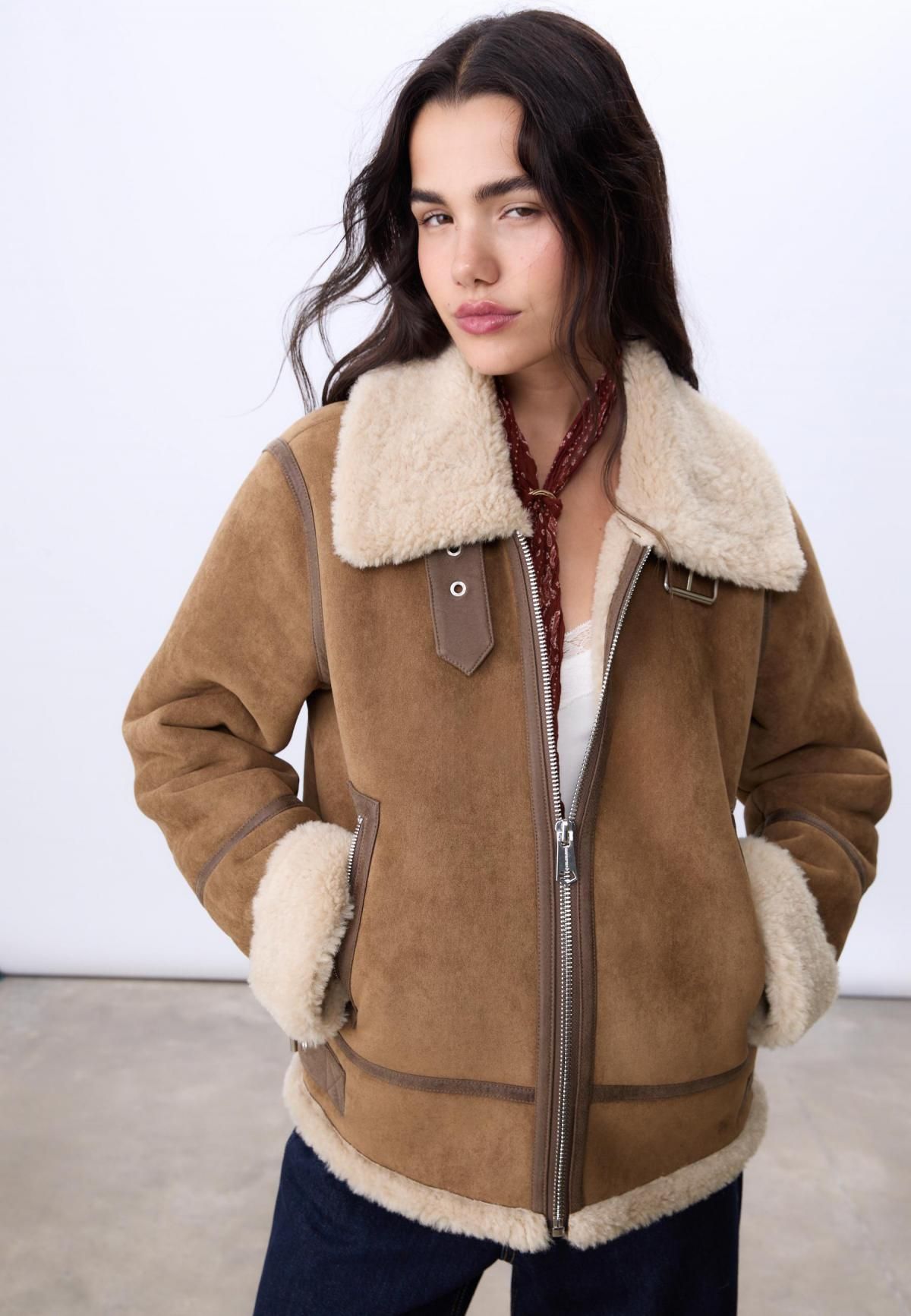 스트라디바리우스 테크니컬 무스탕 페이크퍼 자켓 5754/358 BEIGE - 상세 이미지 4