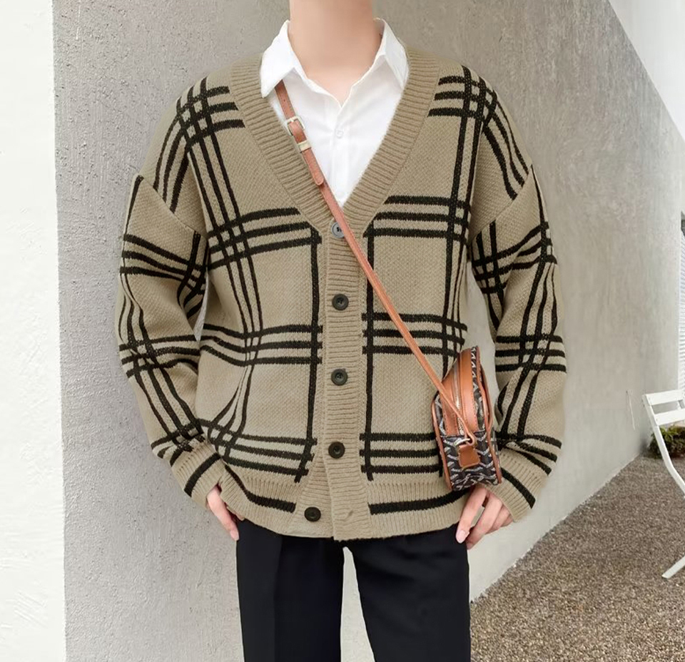 남자 체크 카디건 루즈핏 클래식 가디건 봄 가을 빅사이즈 2XL 3XL 이미지 8