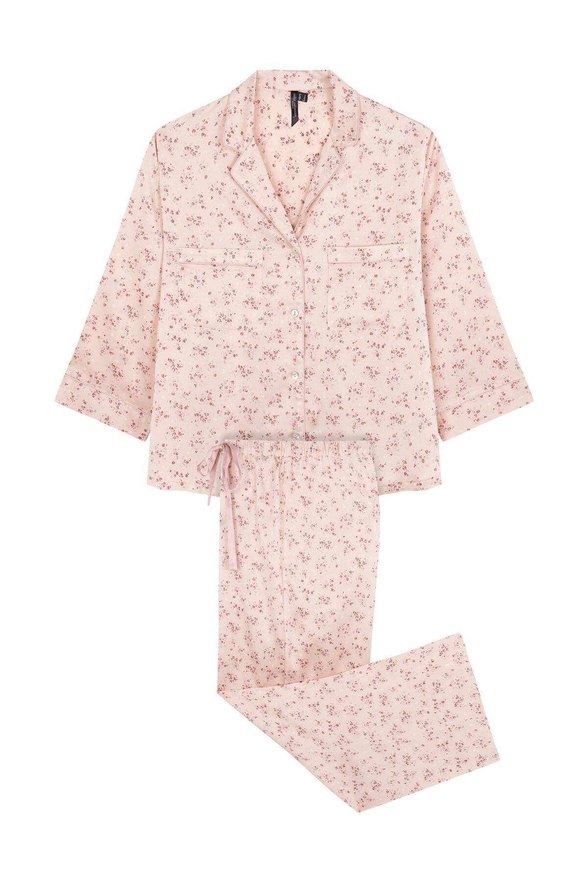 우먼시크릿 새틴 플라워 파자마 세트 페일핑크 2542462 ROSA - 메인 이미지