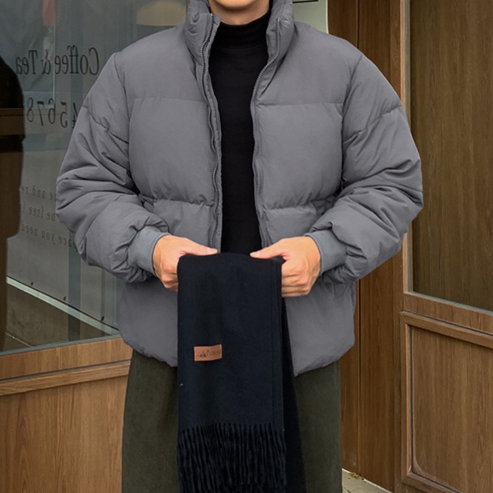 남자 테즈 오버핏 겨울 웰론 스트링 숏 패딩 점퍼 - 메인 이미지