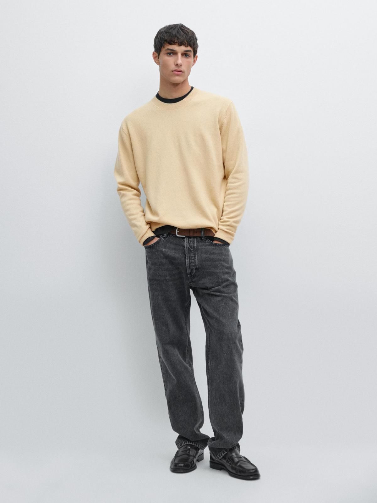 마시모두띠 울 혼방 크루넥 니트 스웨터 베이지 1010/240 PALE YELLOW - 상세 이미지 2