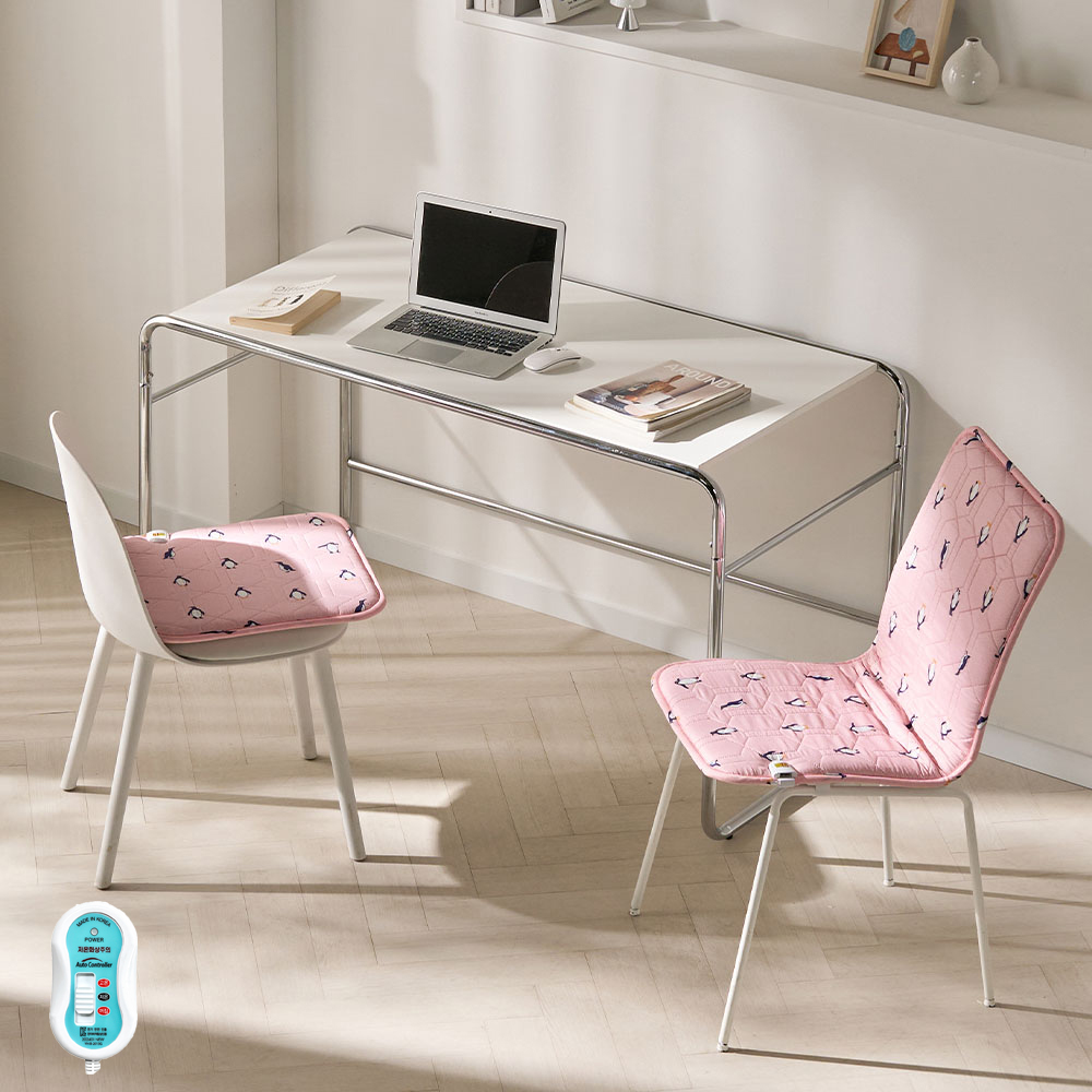 사무실 가정용 전기방석 1인용/2인용 국내산 항균 원단 과열방지 펭귄 핑크