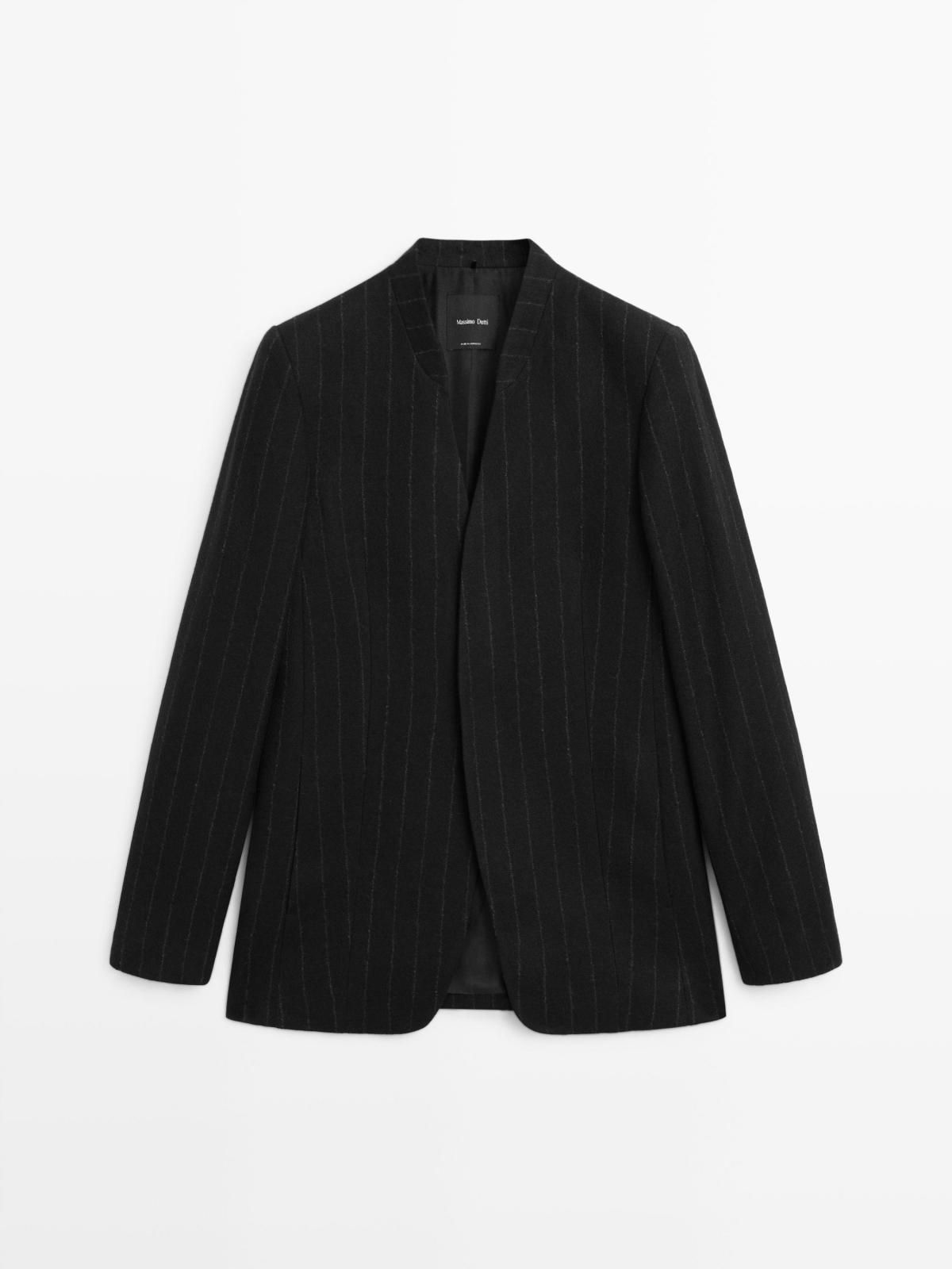 마시모두띠 핀스트라이프 라펠리스 블레이저 6058/909 BLACK - 상품 이미지