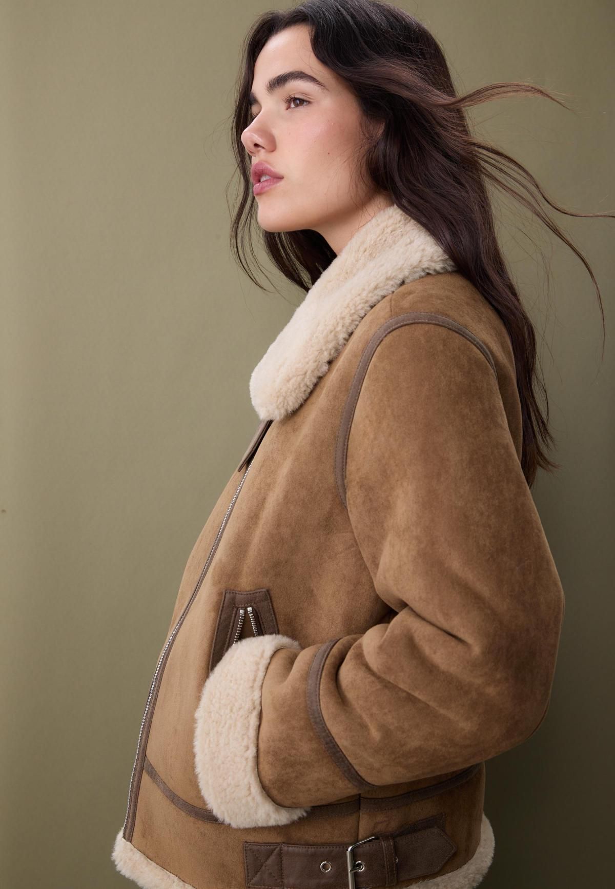 스트라디바리우스 테크니컬 무스탕 페이크퍼 자켓 5754/358 BEIGE 이미지 6