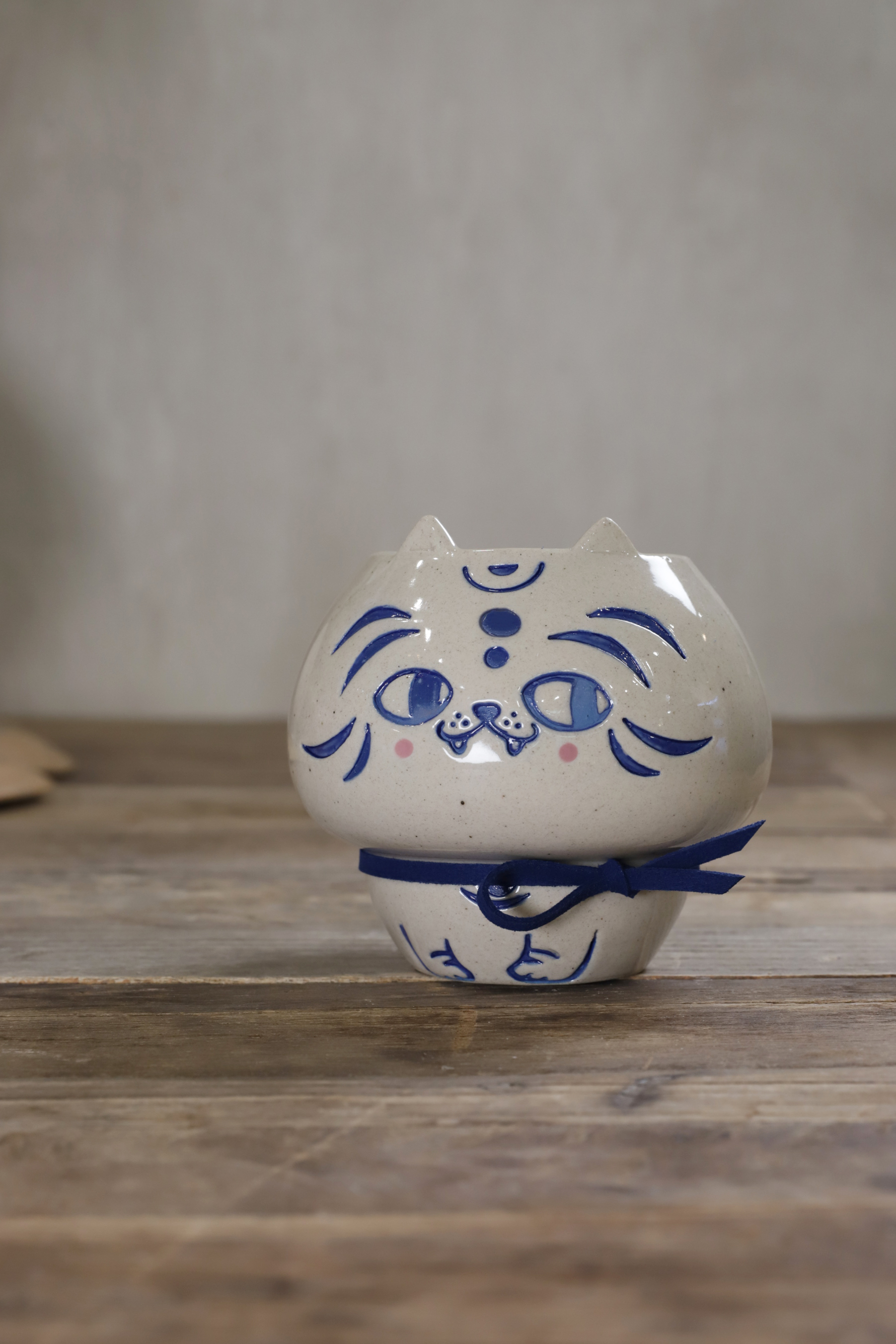 [3차예약12월10일이후발송] 디어마이팟 블루호랑이선비 표정선택 귀여운 유약 도자기 분갈이 토분 화분 동물 화분