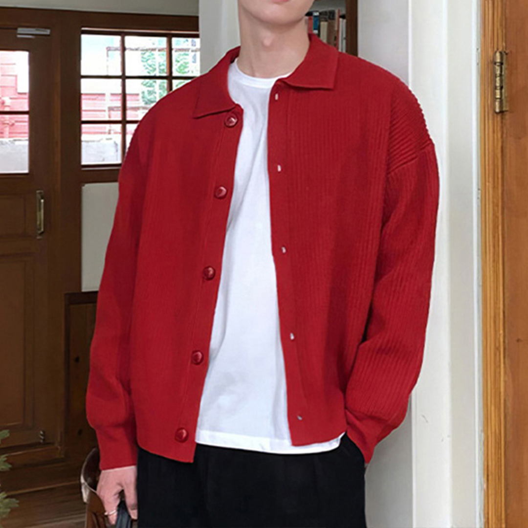 남자 카라 카디건 클래식 가디건 봄 가을 2XL 3XL - 상세 이미지 2