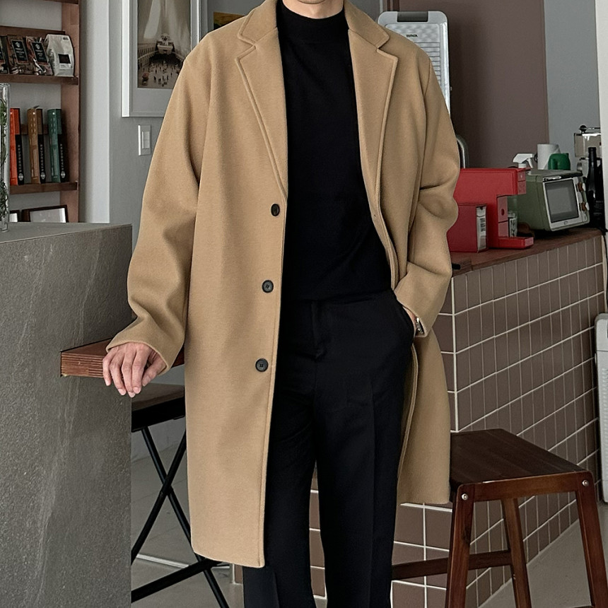 남자 코트 빅사이즈 울 모직 오버핏 남자 겨울 코트 - 상세 이미지 5