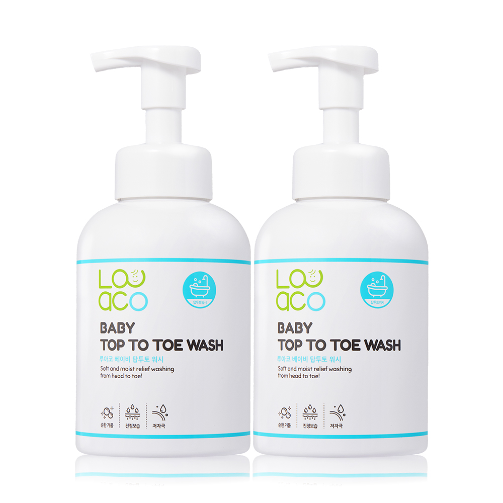 루아코 베이비 탑투토워시 아기 유아 바스샴푸 저자극 올인원 클렌저 500ml, 2개 - 메인 이미지
