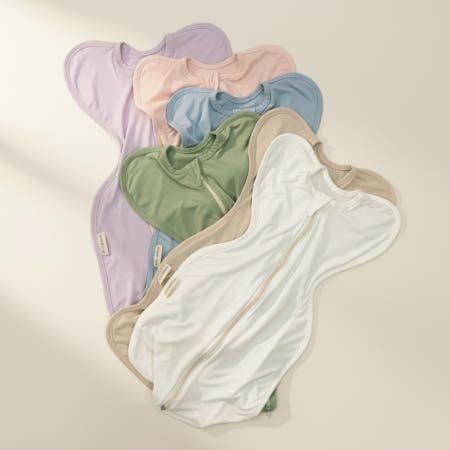 썬데이허그 꿀잠 실키밤부 나비잠 자세 속싸개 스와들 업다운지퍼 화이트크림 S