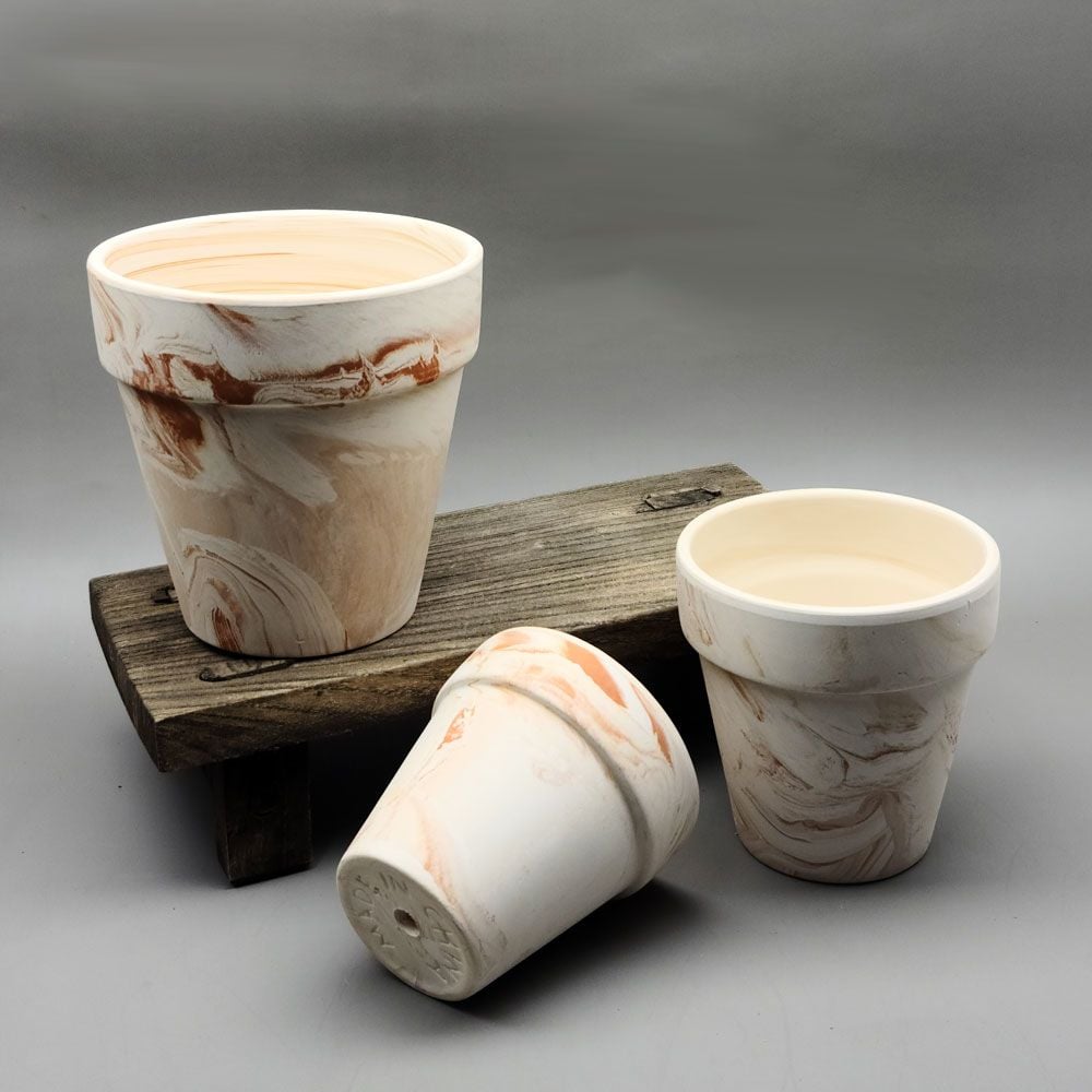 화이트마블링 표준형 토분 9x9cm - 메인 이미지