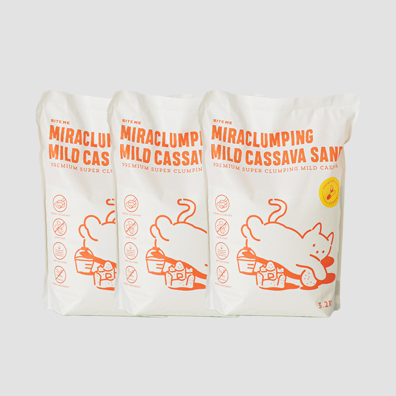 [라운지체험특가] [3팩 SET] 바잇미 미라클럼핑 카사바 고양이 응고형 모래 ﻿(3.2kg X 3개) - 상품 이미지