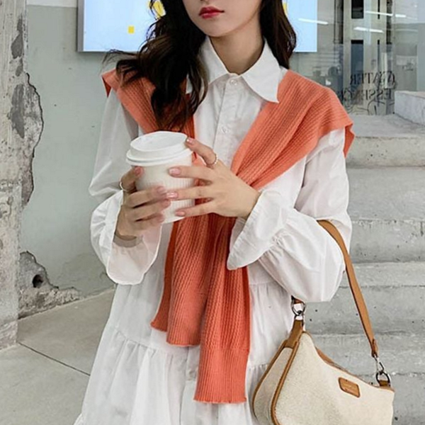 꾸안꾸 숄 가디건 오버핏 레이어드 숄 가디건 동절기 루즈핏 - 상품 이미지