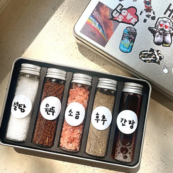 휴대용 캠핑 양념통 세트 소스통 캠핑 조미료 세트 파우치 유리병