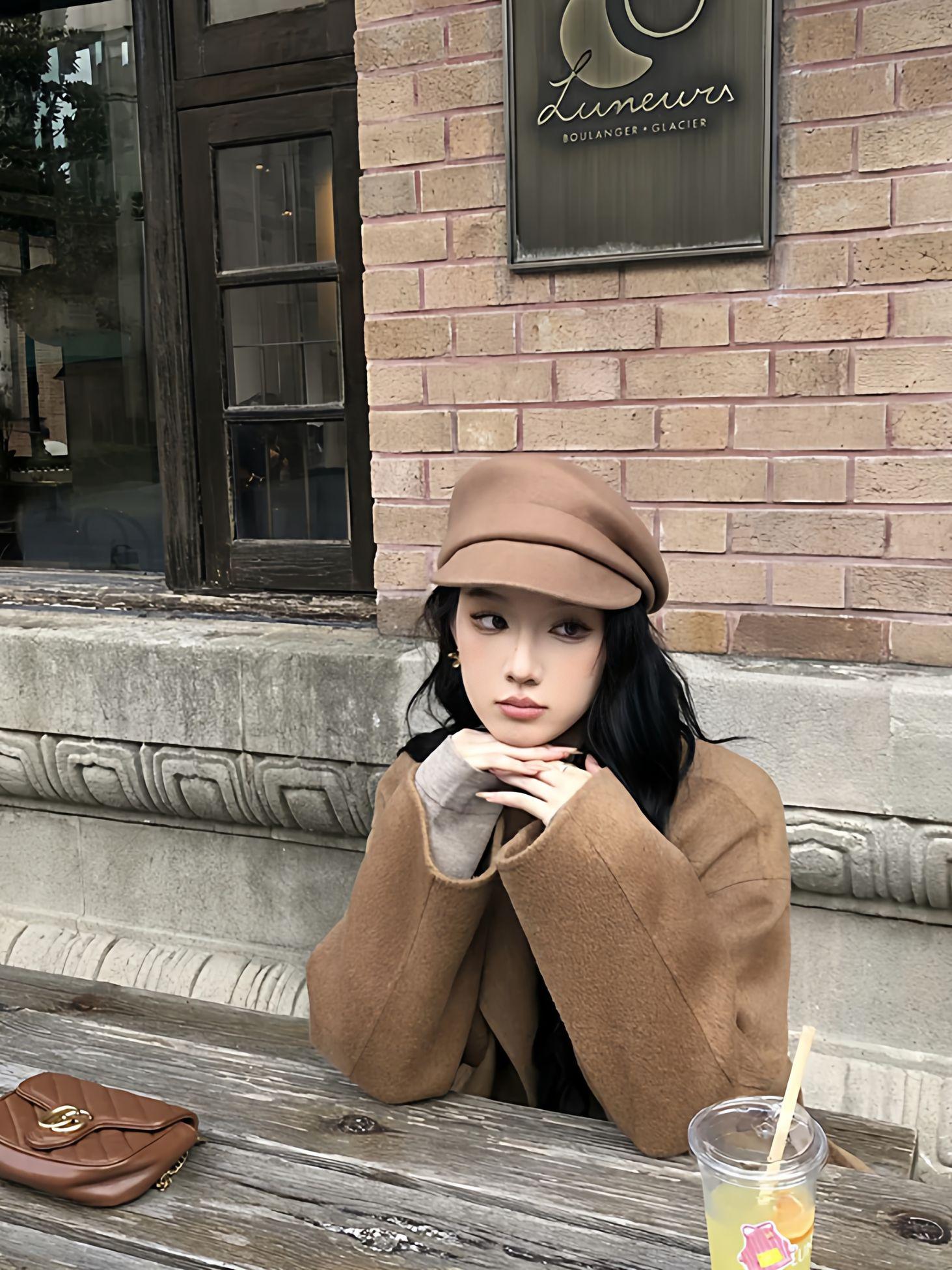 여성용 울 베레모 가을 겨울 페인터 스타일 얼굴 슬림 연출 클래식 패션 모자 - 상세 이미지 3