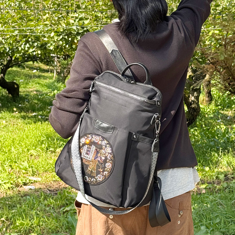 대학생 여대생 코끼리 자수 큐빅 가벼운 백팩 엄마 나들이 외출 세련된 숄더 겸용 백팩 - 상품 이미지