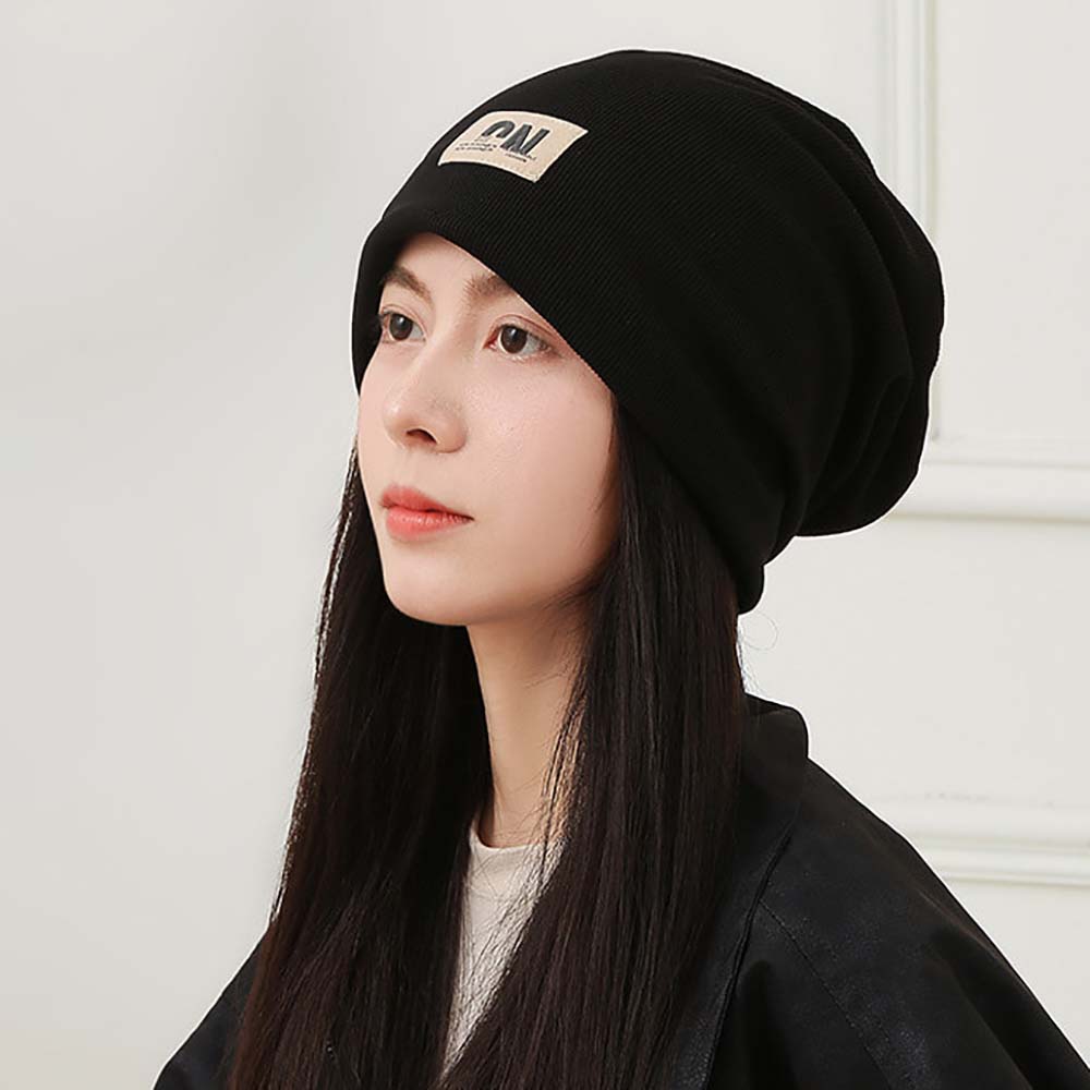 여자 겨울 외출 약 기모 안감 골지 패치 포안트 캐주얼 모자 비니 임산부 방한 - 메인 이미지