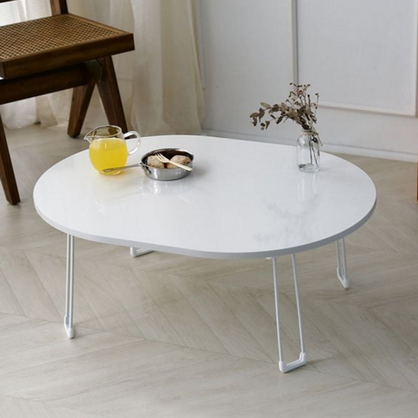 타원형 접이식 좌식 테이블 밥상 거실 좌식 테이블 비앙코 화이트