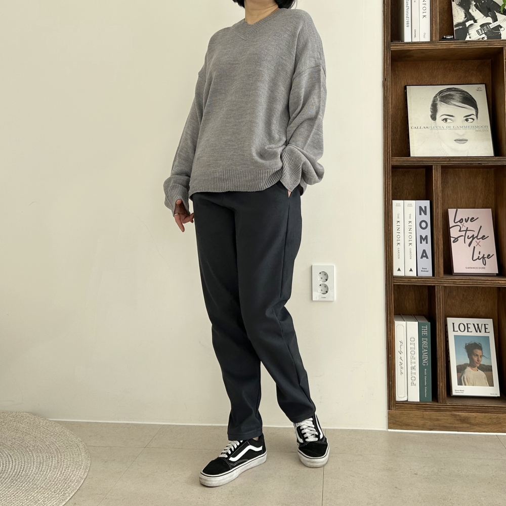 빅사이즈 겨울 기모 본딩 스판 바지 허리밴드 세미 배기 팬츠 국내 제작 XL 2XL 3XL 이미지 6