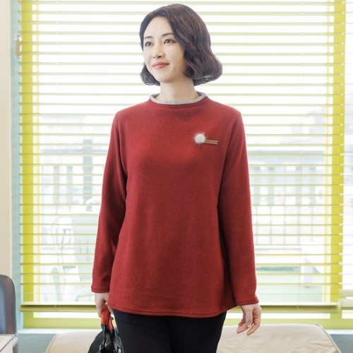 엄마옷 조이마담 T51556 밍크볼 패치 뽀송 티셔츠 중년여성의류 - 상품 이미지