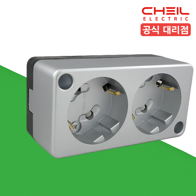 제일 노출콘센트 2구 220V 나사타입 연선 실버 - 상품 이미지