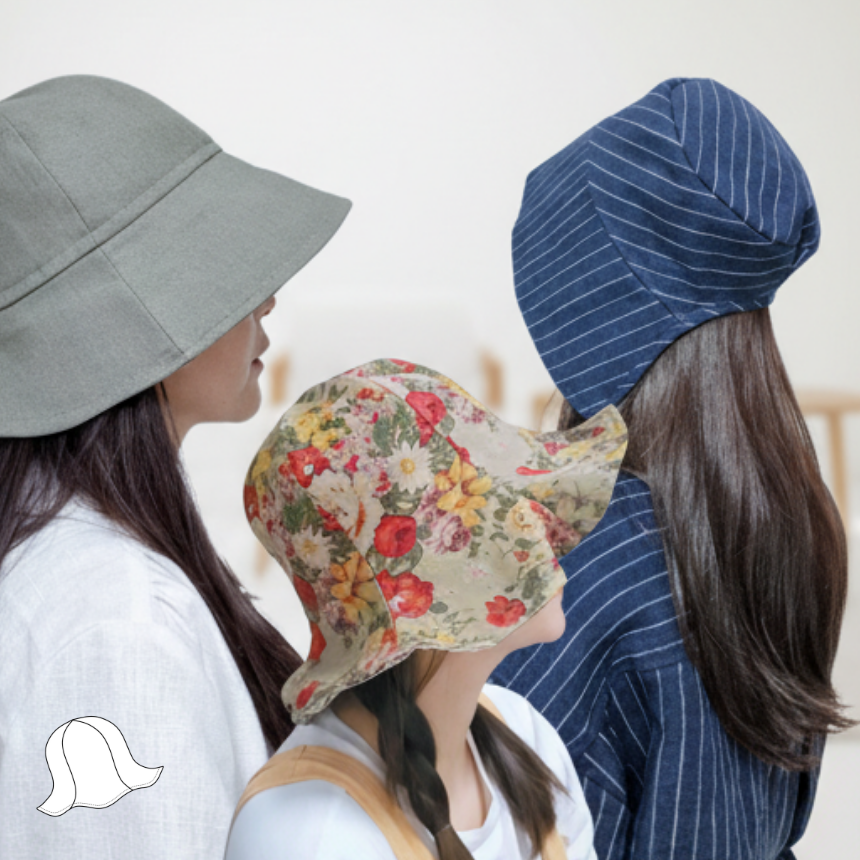 여성 리본 튤립 보넷 버킷햇 벙거지 모자 만들기 실물 도안 패턴