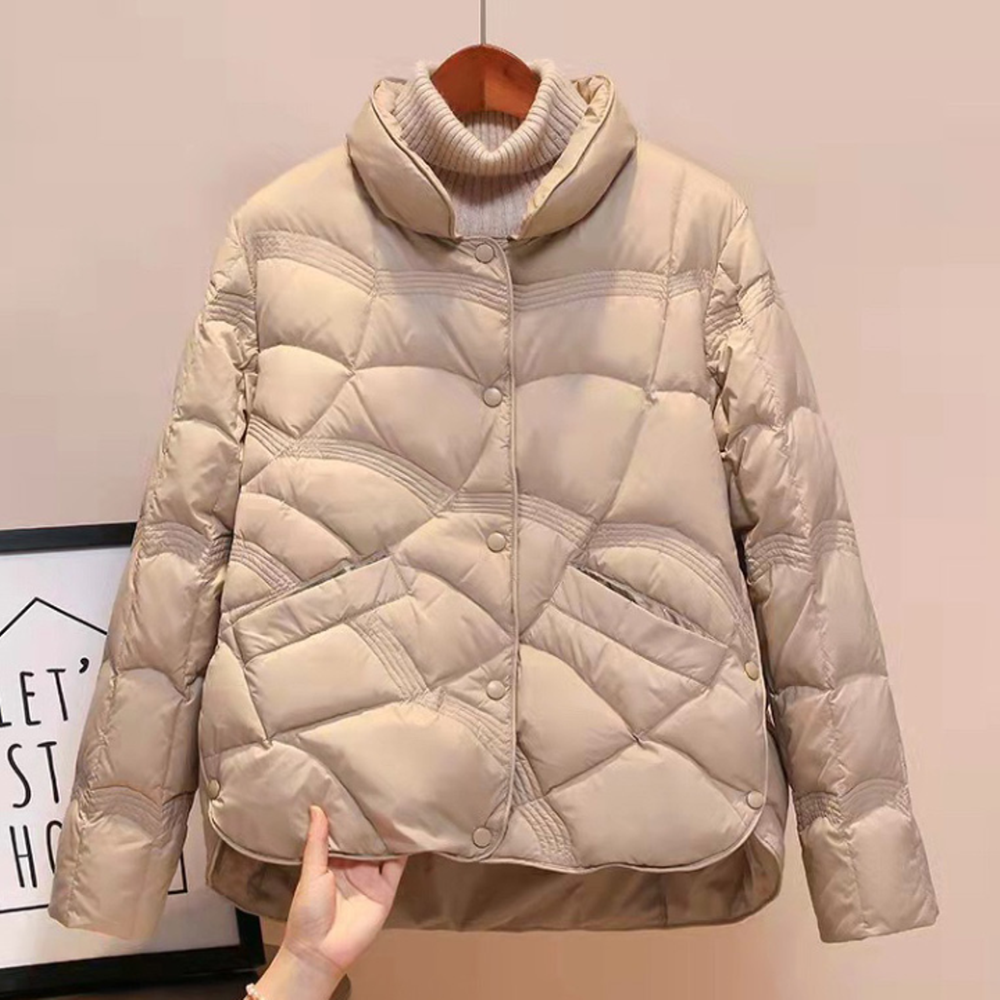 초겨울아우터 경량패딩 카라 누빔 덕다운 퀼팅점퍼 여자 오리털 100% 퀄팅 간절기 자켓 이미지 6